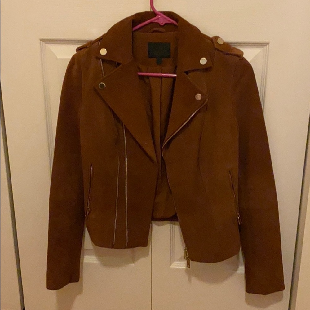 Intermix Brown Suede (Leather) Moto Jacket
